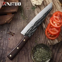 xituo 5cr15mov forged steel kitchen knife cut vegetables meat and kill fish chef special cooking knives carbonized wood handle