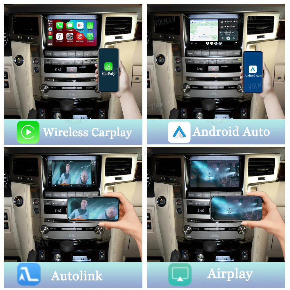 Фото Беспроводной CarPlay декодер для Lexus LX570 2009-2015: Обновление на Linux-платформе, Android Auto, GPS-навигация, подключение к оригинальному сенсорному экрану автомобиля №3