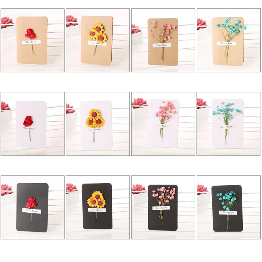 12pcs Dried Flower Gift Greeting Cards for Teachers' Day Valentine's Birthday (1pc Each Style) | Дом и сад