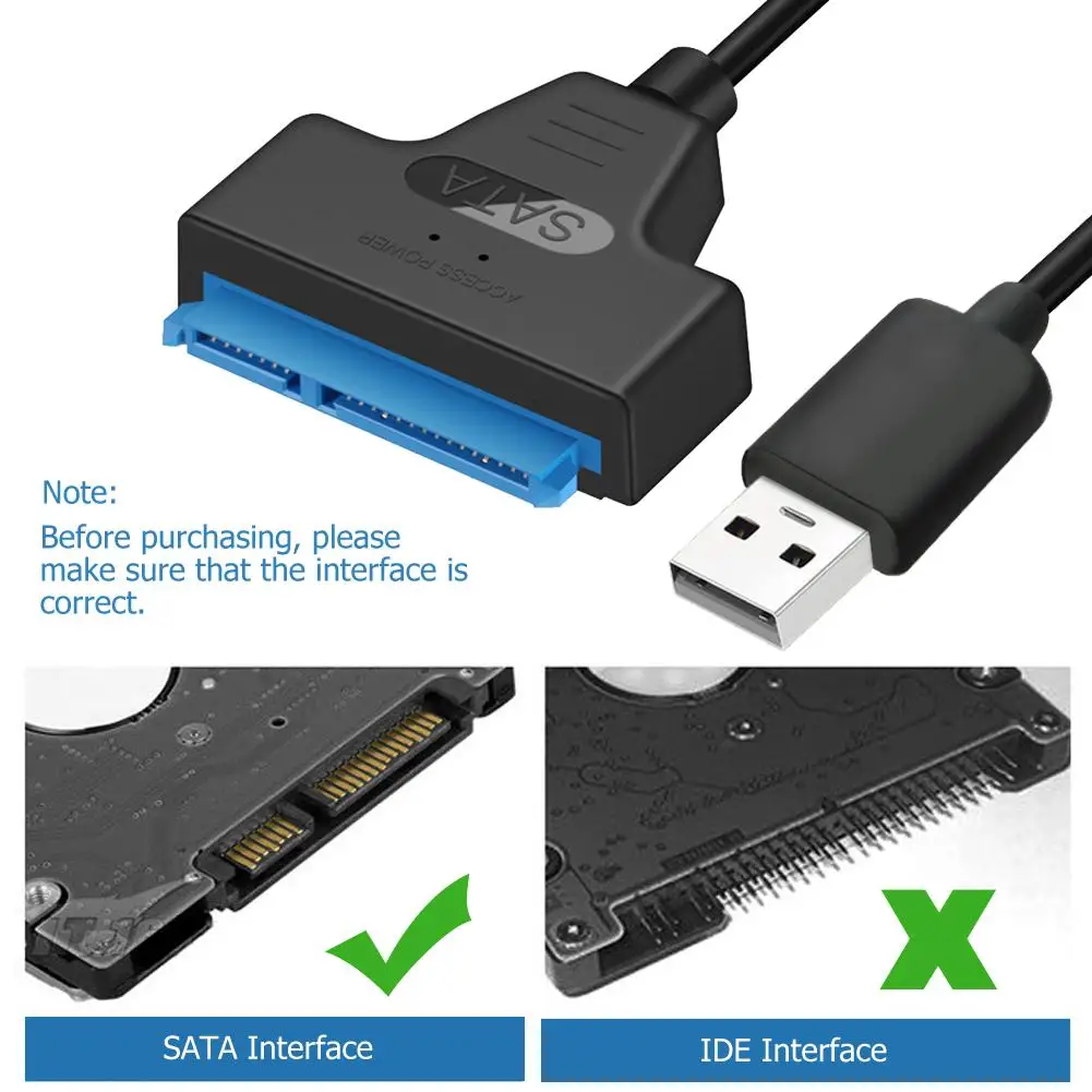 Кабель-Переходник USB 2 0 на SATA 22pin для жесткого диска 5 дюйма тонкий оптический