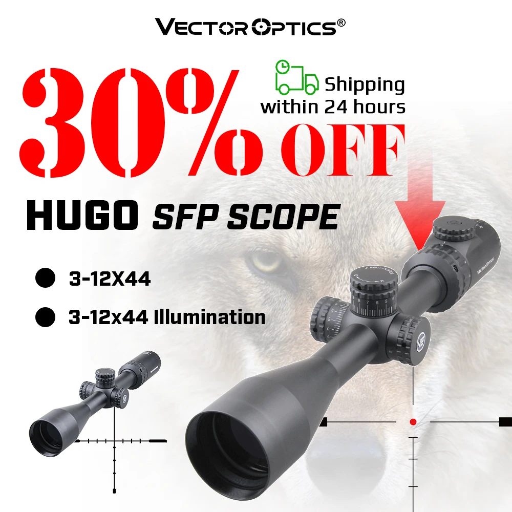 

Vector Optics Hugo 3-12x44SFP Optical Riflescope Hunting Spotting Scopes Rifle Scope Etched BDC Reticle fit Airsoft .223 .308win
