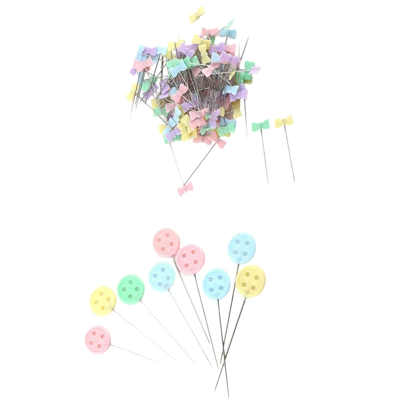 

200 Pcs Pins Mixed Colors Sewing Patchwork Pins Flower Head Pins Sewing Tool Needle Arts Sewing Accessories, 100 Pcs Button & 10