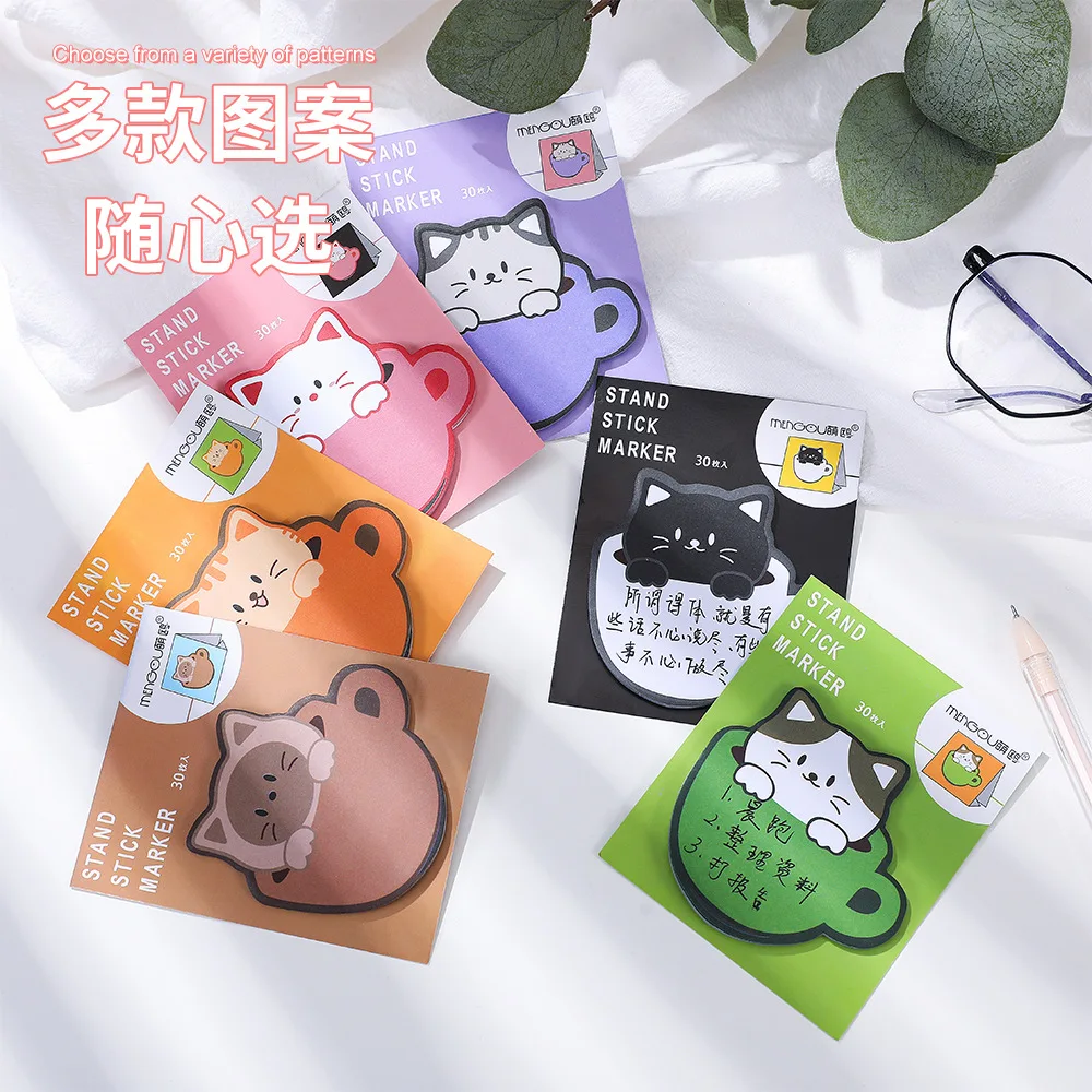 

30 Sheets Kawaii Cup Cats Sticky Note Pads Cute Self-Adhesive Memo Notepad School Office Supplies Stationery Planner