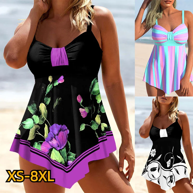 2023 женские Танкини с высокой талией, Летний Новый дизайн, купальники с принтом, купальник, бикини, купальный костюм, комплект из двух предметов, женский пляжный костюм