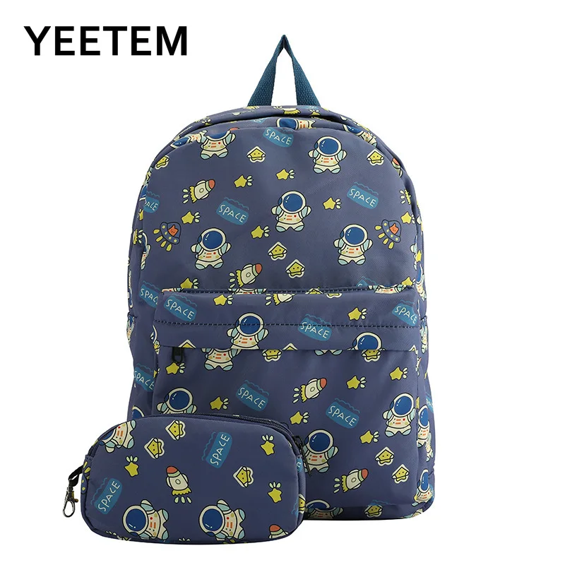 

Cartoon Canvas Backpack Female Pencil Case Cute Printed Pattern Cartoon Girl Backpack Fashion Simple Student School Bag