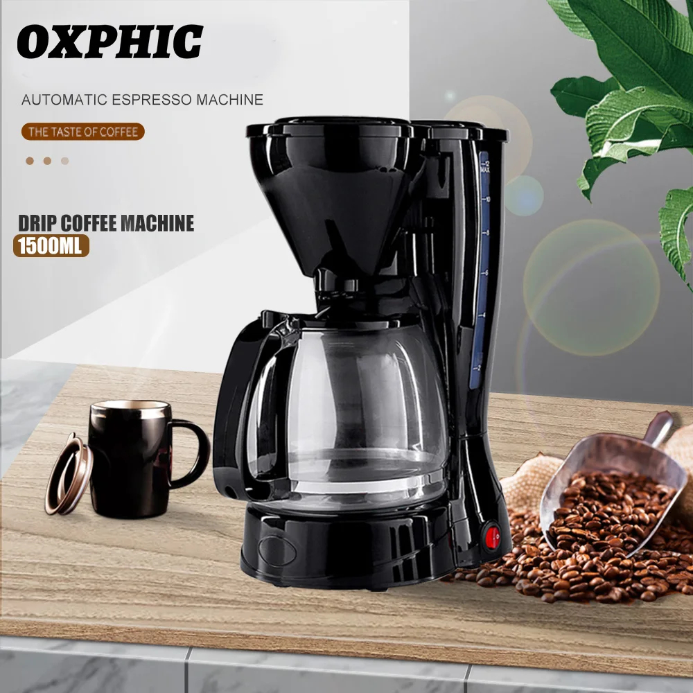

Электрическая автоматическая американская кофемашина OXPHIC 1500 мл, капельная Кофеварка, чайник для чая, эспрессо, кофе-машина, турецкий кофе