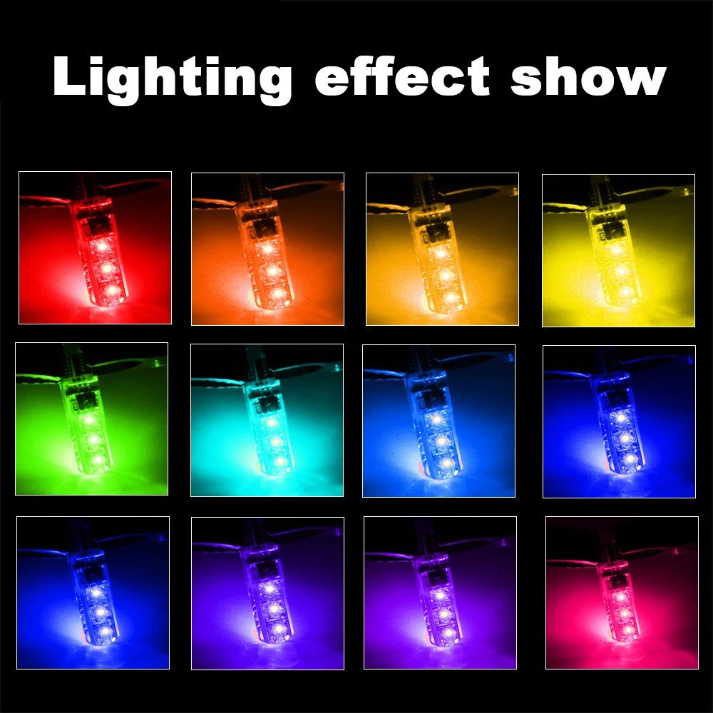 Автомобильные светодиодные лампы Asfour T10 Led W5W 194 красный синий желтый RGB с