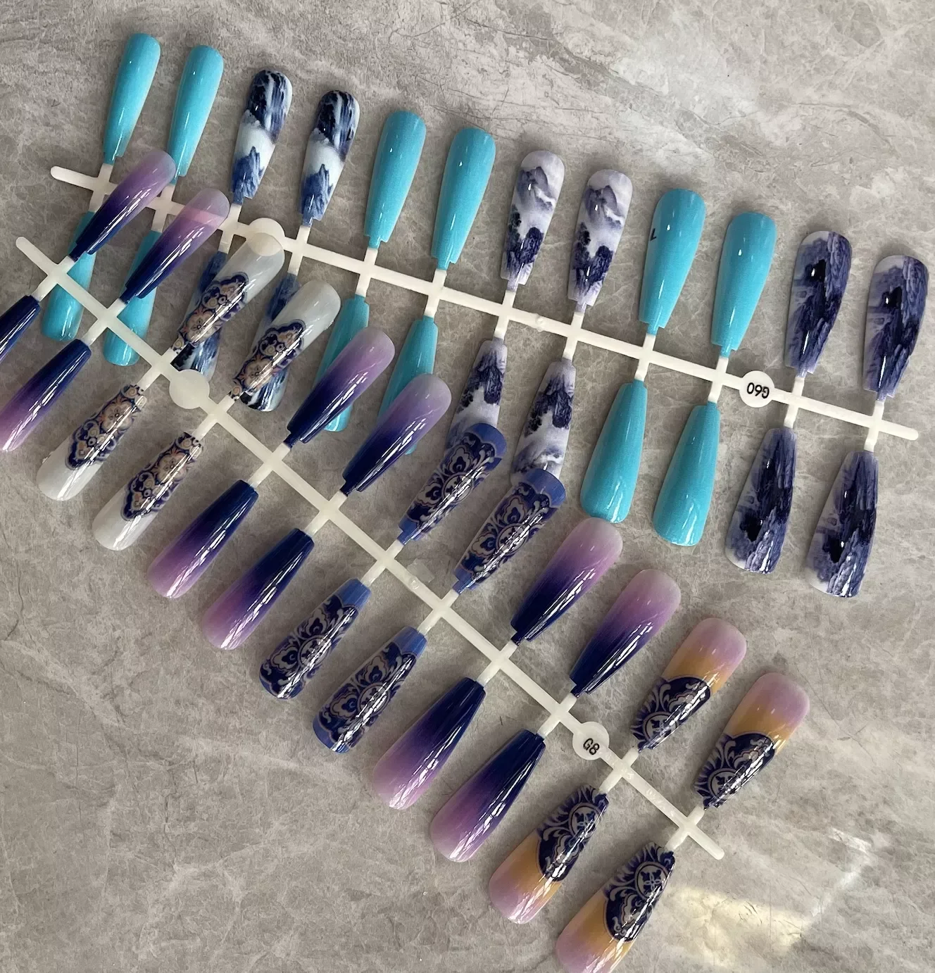 

False Nails Tips for Nails Fingernails Acrylic Fake Nail Art Artificial Nails Geometry Design Women Nail Supplies Extension