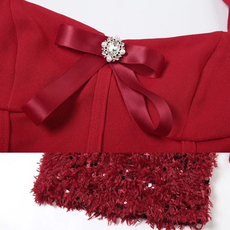 AniLV 2025 Новогоднее блестящее платье с бретелькой на шее пайетками рождественская