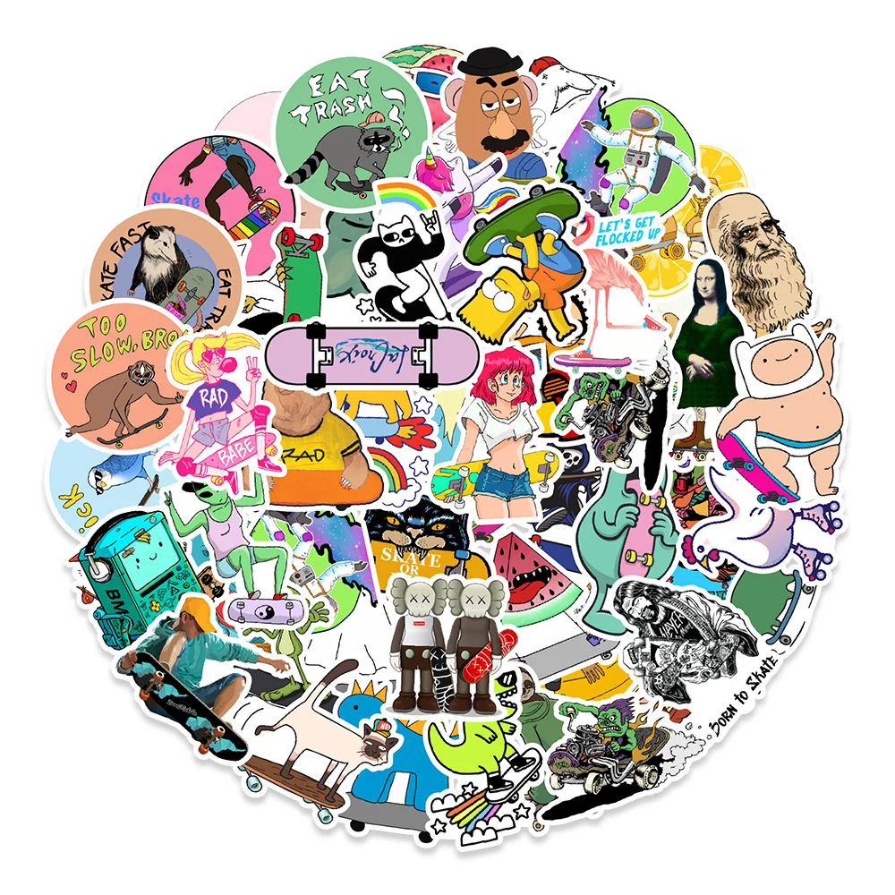 

10/30/50PCS Cartoon Skateboard Personality Graffiti Creative Sticker Guitar Refrigerator Motorcycle Waterproof Sticker Wholesale