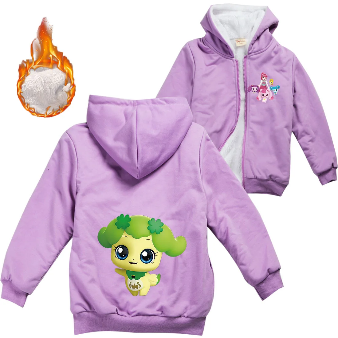 

캐치티니핑 Catch Teenieping Costume Kids Winter Thicken Plush Jackets Baby Girls Fleece Hoodies Junior Boys Warm Zipper Jacket Coats