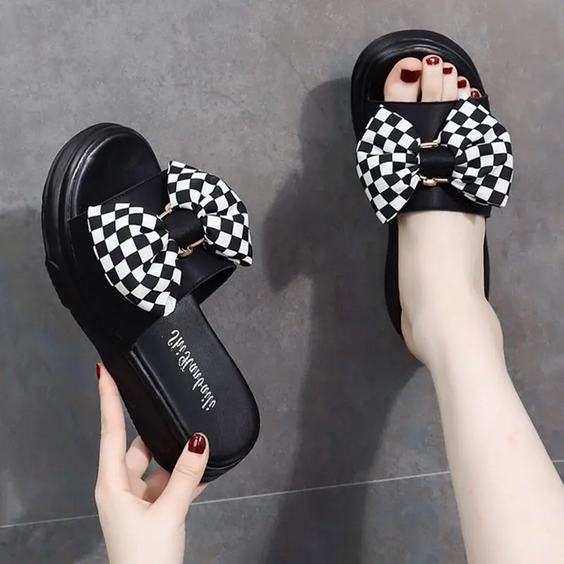 

Женские туфли с бантом-бабочкой, летние лоферы на резиновой платформе, из микрофибры, ПУ