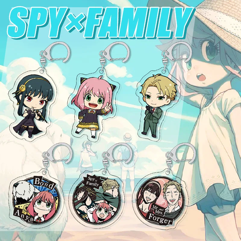 

Anime SPY X FAMILY Key Chain Acrylic Cartoon Loyor Anya Yor Figure keychains Metal Holder Key Ring Jewelry Gifts Props Cosplay