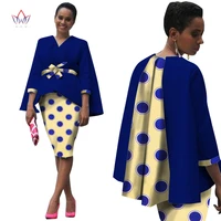 africa style women african clothing two piece set dress suit for women tops jacket and print skirt bazin riche clothing wy809