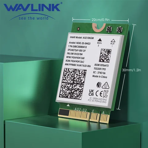 WAVLINK WiFi 6E адаптер Intel AX200/AX210 5400 Мбит/с