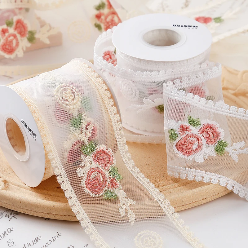 4 5 метра вышитые кружевные ленты винтажные розы полые резные сетчатые пришивные