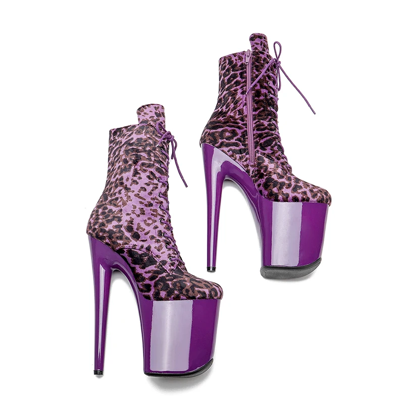 Leecabe  20CM/8inches leopard upper ,   evening pole dancing stiletto heels,  High Heel platform Pole Dance boot
