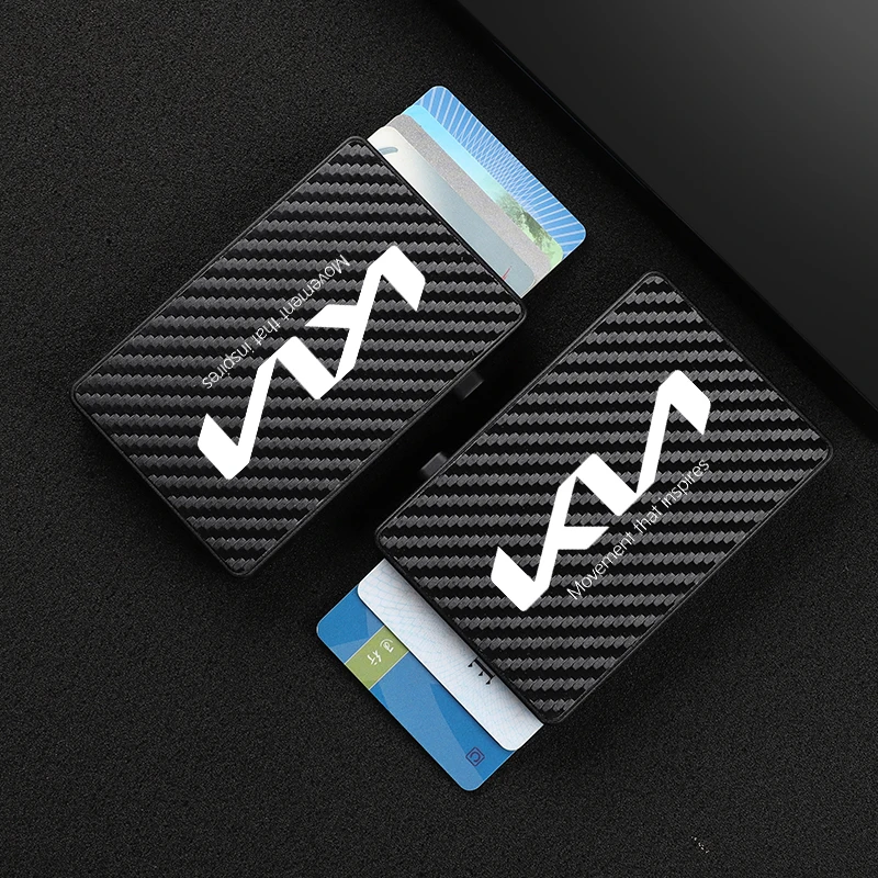

RFID Anti-theft Carbon Fiber luxury ID Card Holder Bank Credit Card Holder Pop Up Wallet For Kia K2 K3 K5 K6 RIO Car