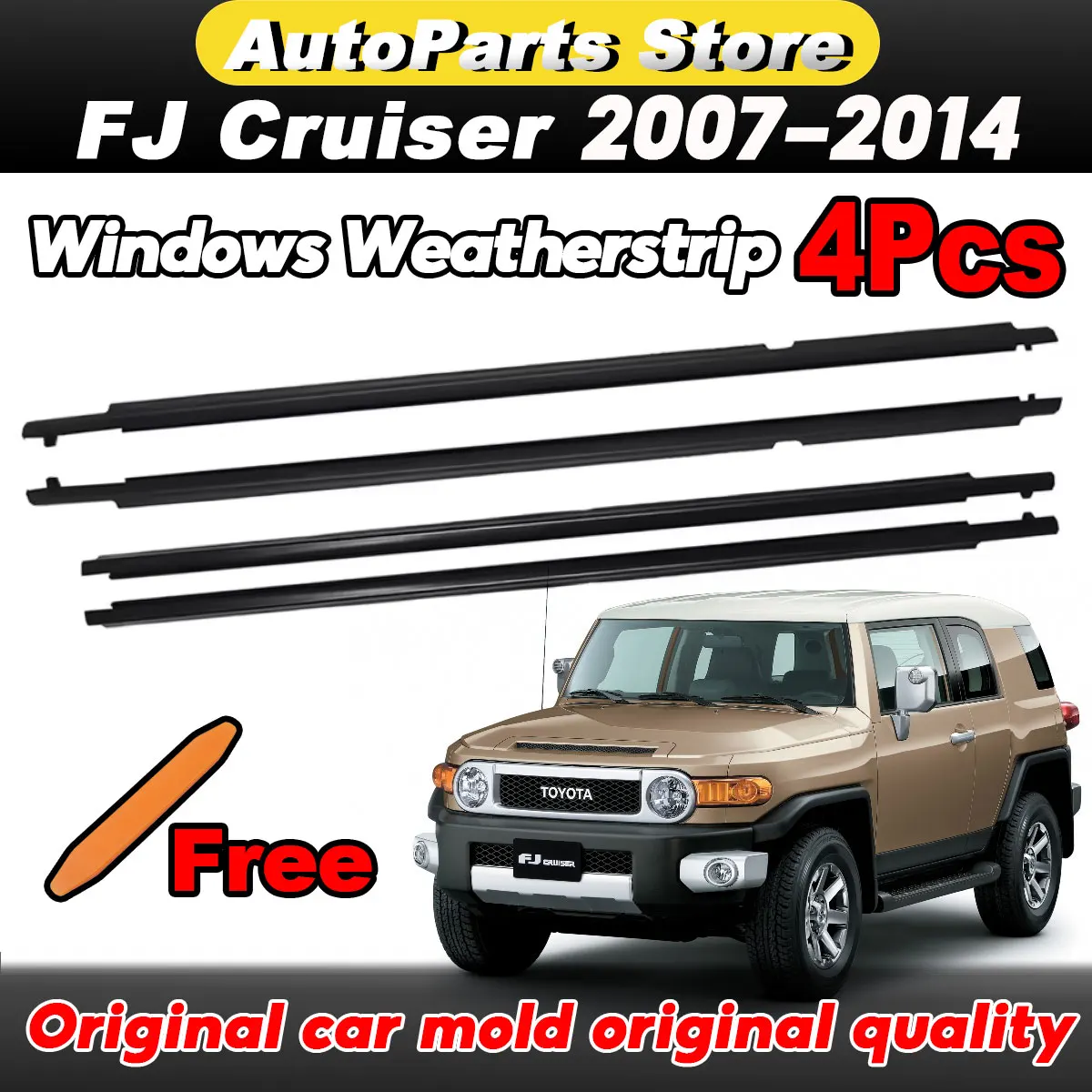 

4 шт. водонепроницаемая уплотнительная лента для окна, подходит для FJ Cruiser 2007-2014 68161-35073