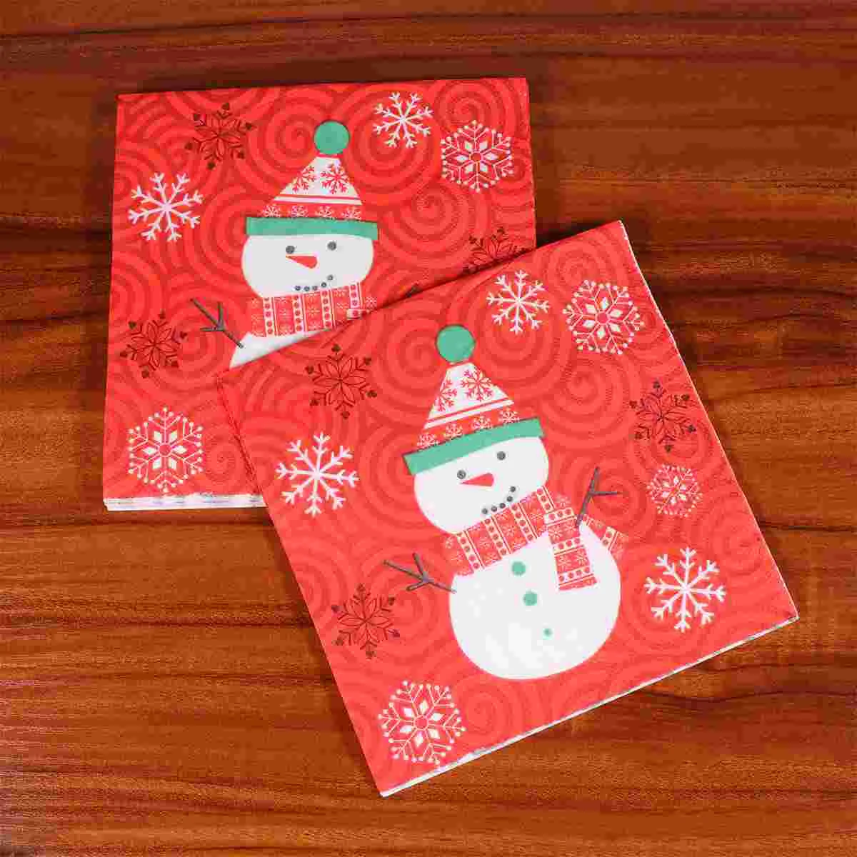 

50 PCS Napkins Printed Christmas Dinner Disposable Paper Hand Towels Party Bulk