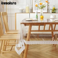 lace clear tablecloth transparency pvc table cloth vinyl waterproof oilproof kitchen dining table cover for rectangular table