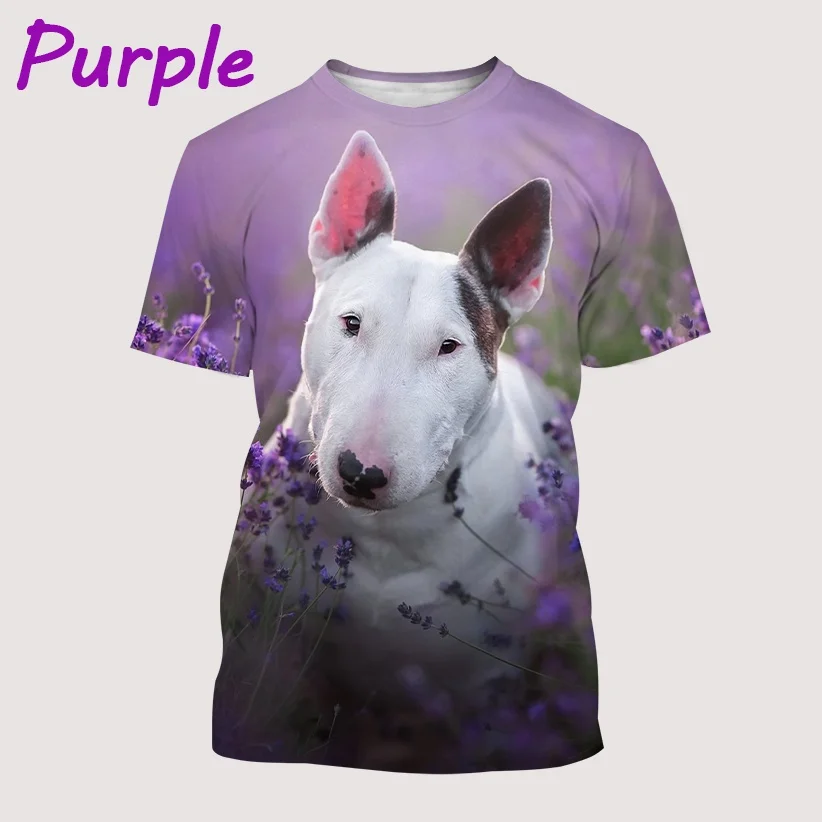 2022 New Men's and Women's Bull Terrier Funny Print T-shirt Unisex Short-sleeved Tops Fashion Casual 3D Printing T-shirt