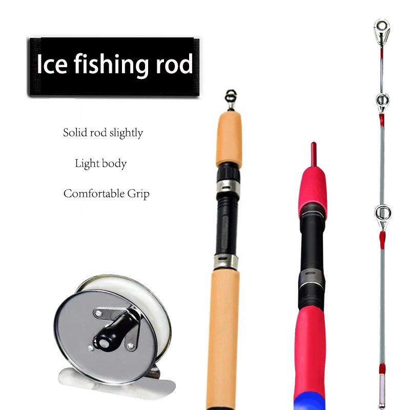 

55 /65/75CM Mini Telescopic Ice Fishing Rod Portable Carbon Fiber River Shrimp Carp Fishing Pole Winter Fishing Rod Tackle Pesca