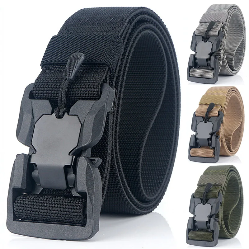 Men's Military Tactical Belt Quick Release Magnetic Buckle Army Outdoor Hunting Multi Function Canvas Nylon Waist Belts Strap