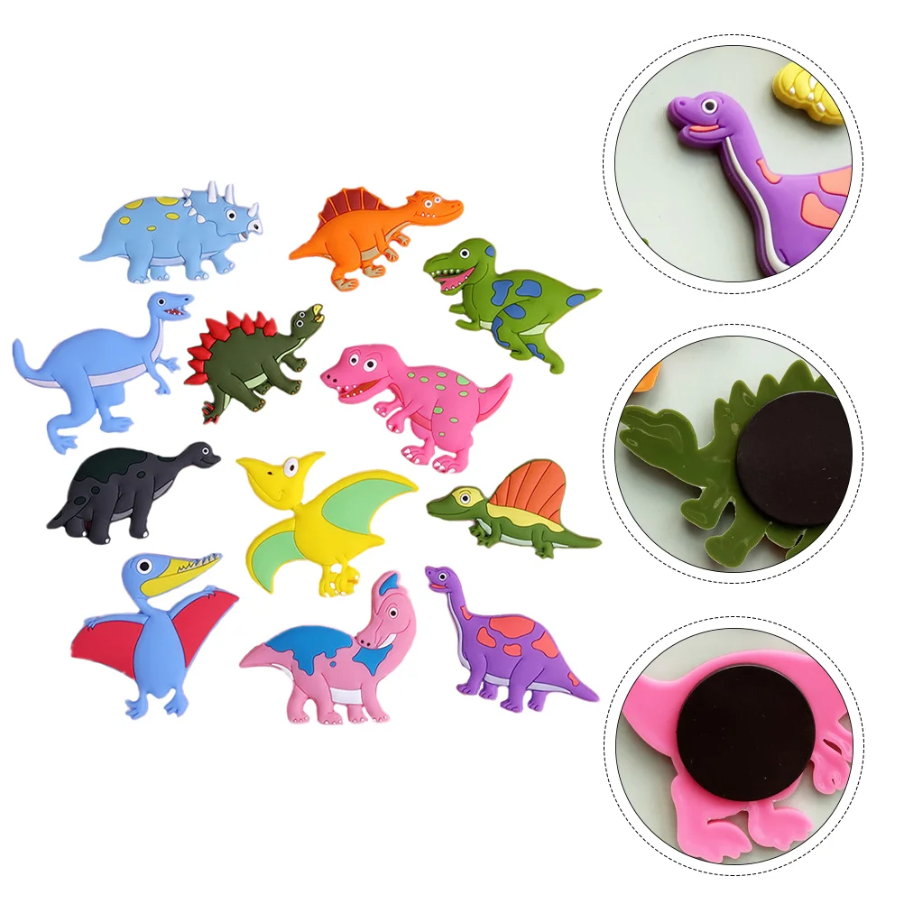 

12Pcs Dinosaur Shaped Refrigerator Silicone Magnet Decoration Kids Education Toy