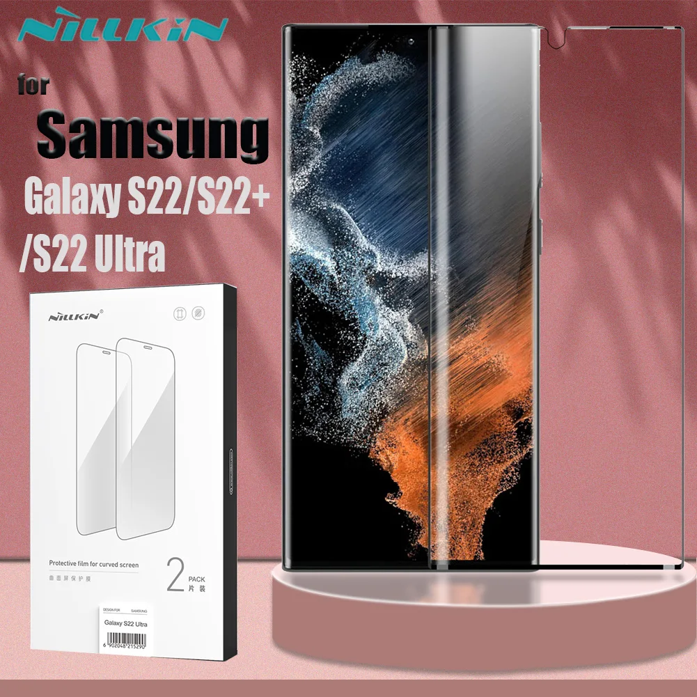 

2 Pcs for Samsung S22 Plus S22 Ultra Screen Protector NILLKIN Impact Resistant Curved Full Glued Cover Soft Film for Galaxy S22