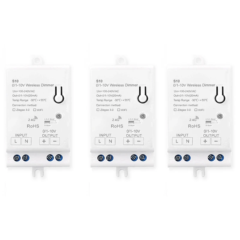 

3X AC100-240V Zigbee 0/1-10V LED Light Dimmer Controller Smart Life Tuya Control App For 0-10V LED Dimmable Power Drive