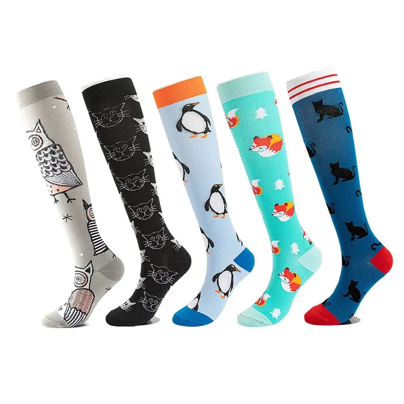 5 pairs lot pack women men sports elastic Compression stocking Nurse soccer outdoor Nylon breathable stocking protect feet