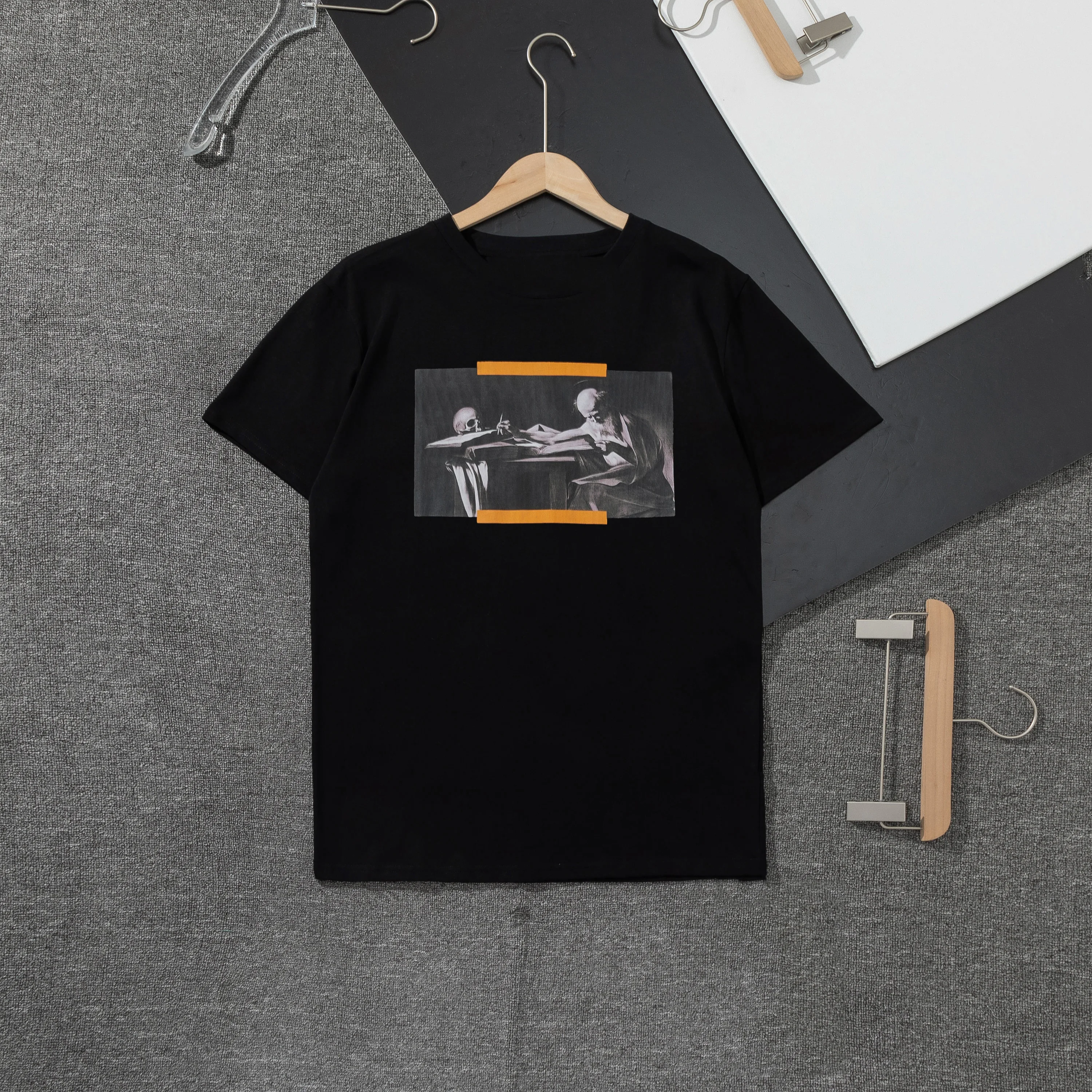 Off Fashion Cotton Short Sleeves T Shirt Mens Top Tee Caracciola Print Moto T-shirt Casual Tops Back Printing Eu Size |