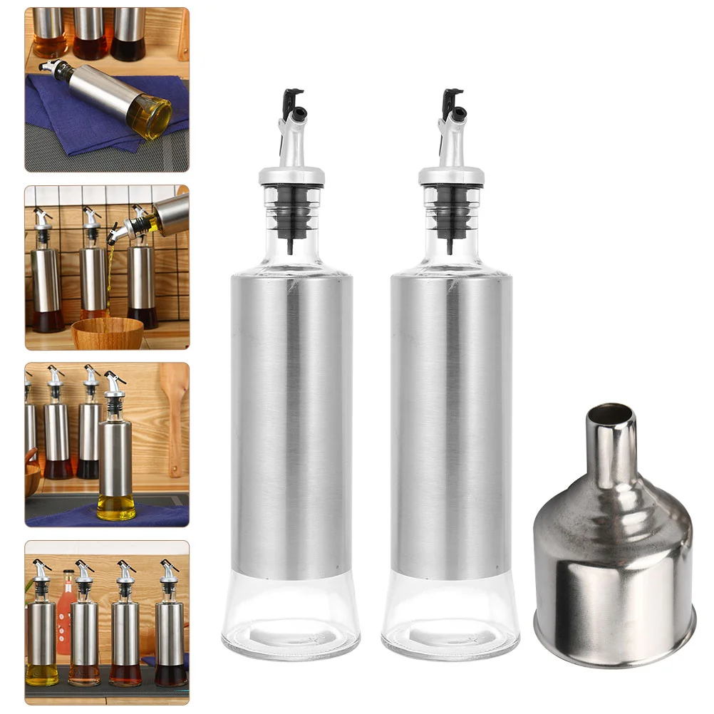 

1 Set Bottle Leakage-proof Oilcan Stainless Steel Oil Pot Soy Sauce Dispenser Vinegar Container for Party Kitchen Storage Home