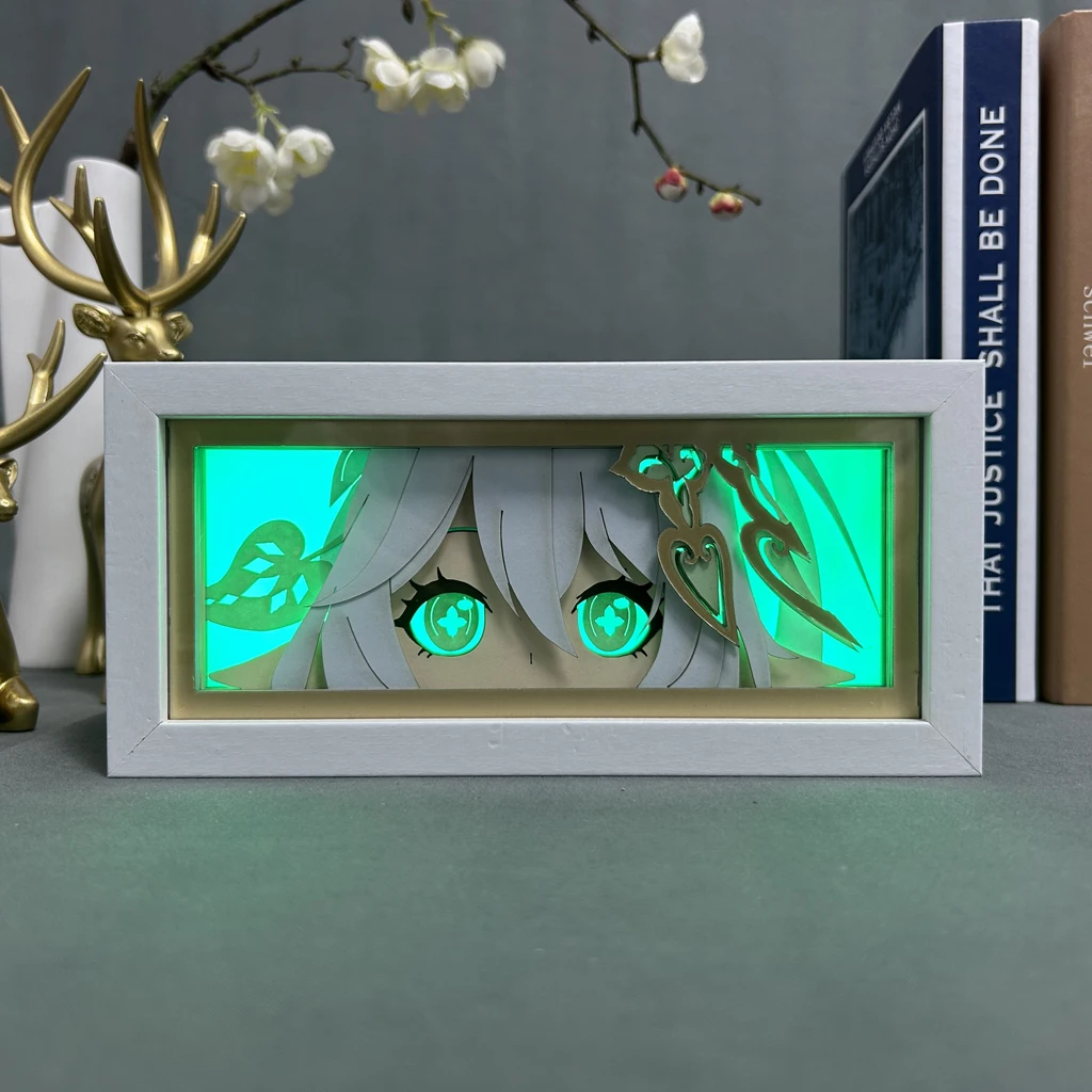 For Game Room Decor Nightlight Gifts For Girls 3d Paper Cut Lightbox Genshin Impact Lamp