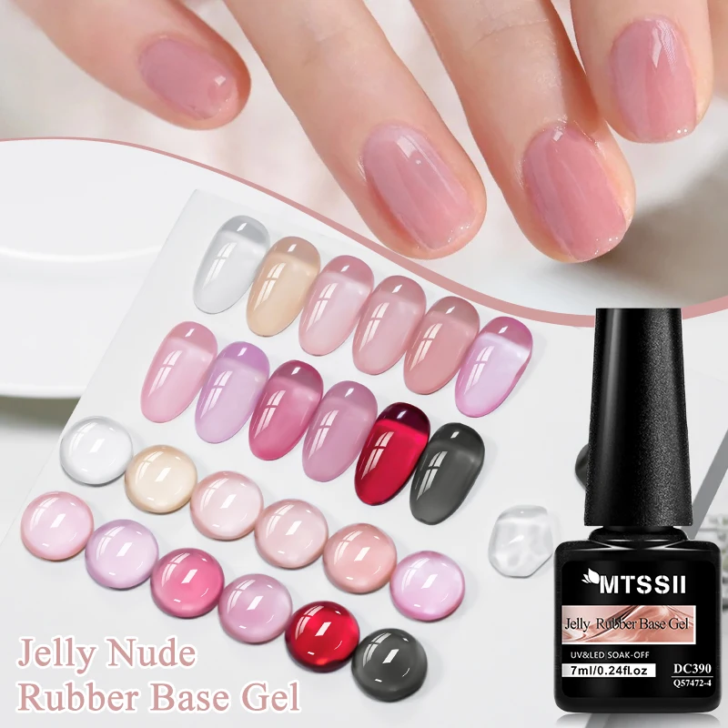 Фото Гель-лак для ногтей Jelly White Rubber Base, нюдово-розовый, полупрозрачный, самовыравнивающийся, снимаемый, УФ-гель для наращивания, лак для маникюра №3