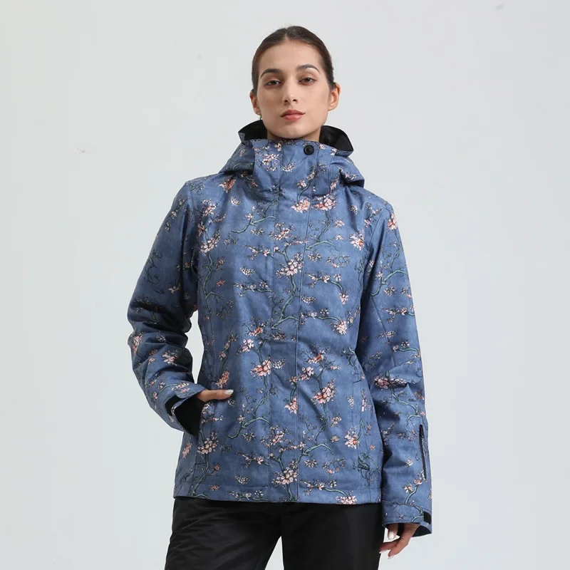 Woman New Print Skiing Jackets Winter Outdoor Warm Hooded Zipper 2025 Female Snow Sport Coats Windproof Waterproof Ski Outerwear