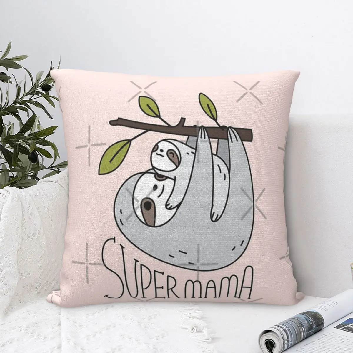 

Super Mama Mom And Baby Sloth Pillow Case Pillow Cover Anime Body Pillow Back Cushion Pillowcases For Pillows