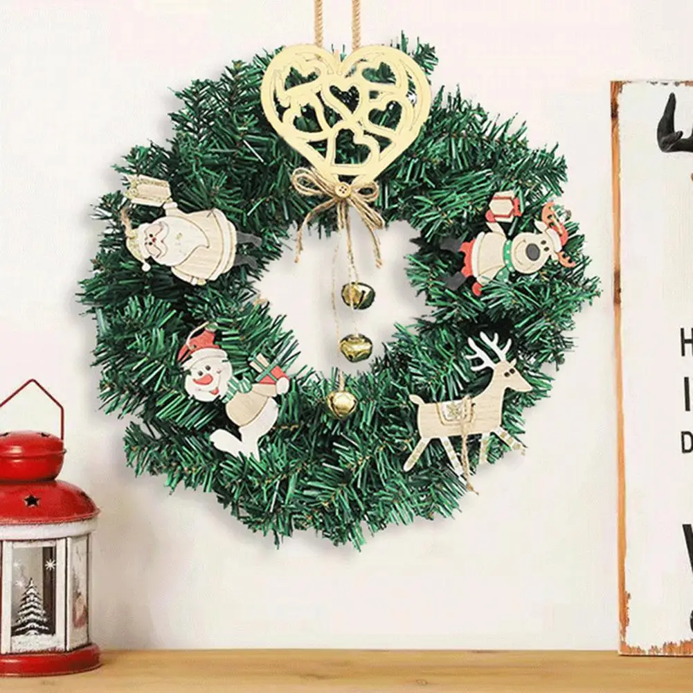 

Great Warm Light Anti-fade Xmas Party Decor Pendant Fake Wreath Christmas Artificial Garland Christmas Fake Wreath