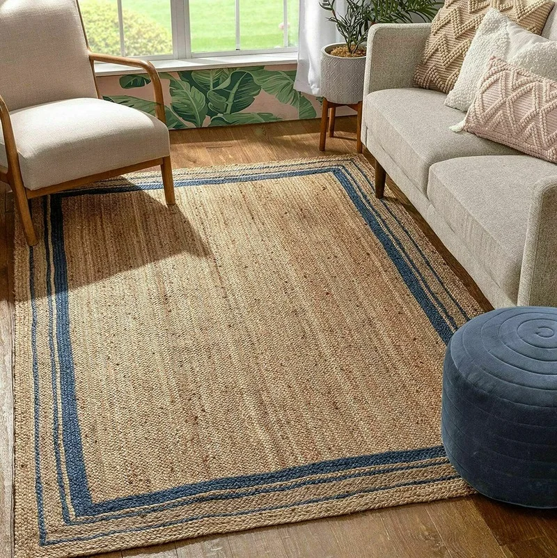 

Jute Rug Natural Carpet Braided Style Rug Reversible Modern Rustic Look Home Decoration Rugs for Bedroom Living Room Rug
