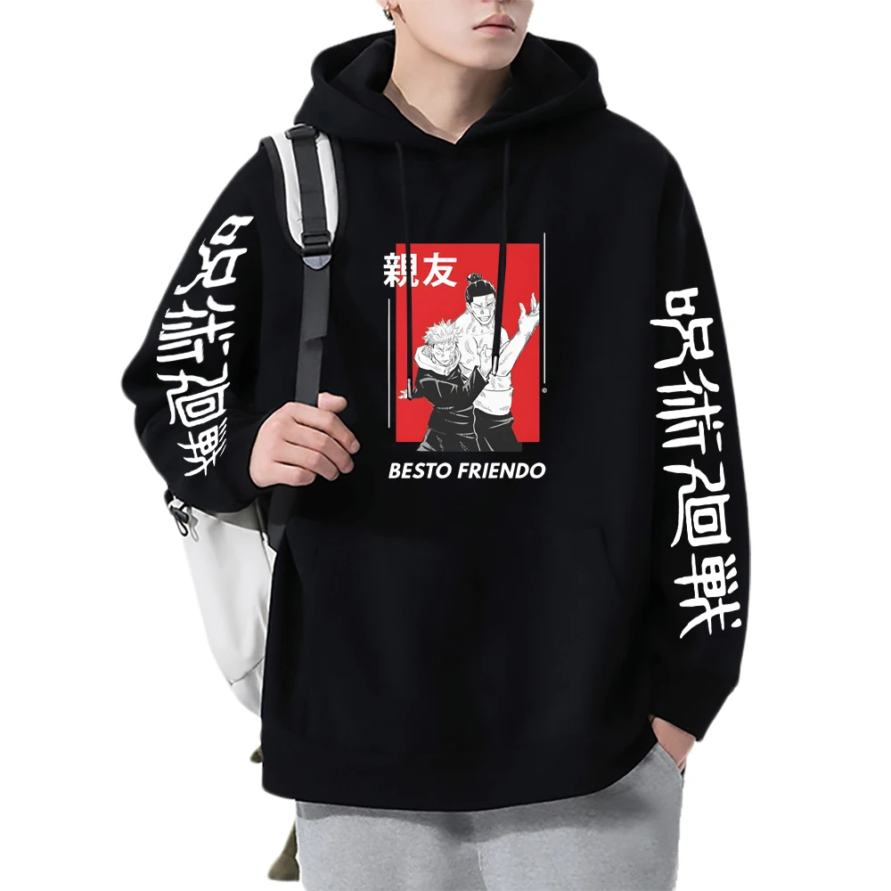 

Jujutsu Kaisen Besto Friendo Yuji Todo New Product Stock Harajuku Comic Print Winter Thick Loose Sport Men's Hoodie Oversized