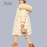 xinxinzi 2022 winter warm jackets for girls fashion fur hooded children girls waterproof outwear kids cotton lined parkas