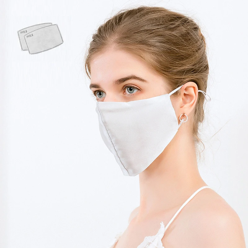 

Высококачественная двухслойная маска для лица из натурального шелка вставка фильтр PM2.5 моющаяся Женская Мужская защита для велоспорта на открытом воздухе