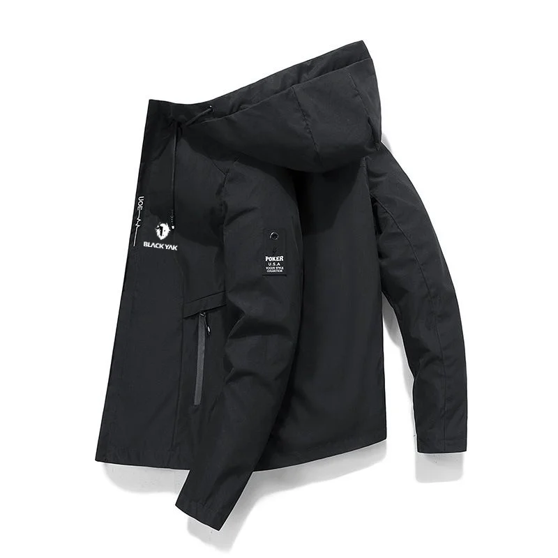 

Черная куртка-бомбер яка 2023, Мужская ветровка, куртки на молнии, весна-осень, Повседневная рабочая куртка, модная уличная куртка для приключений