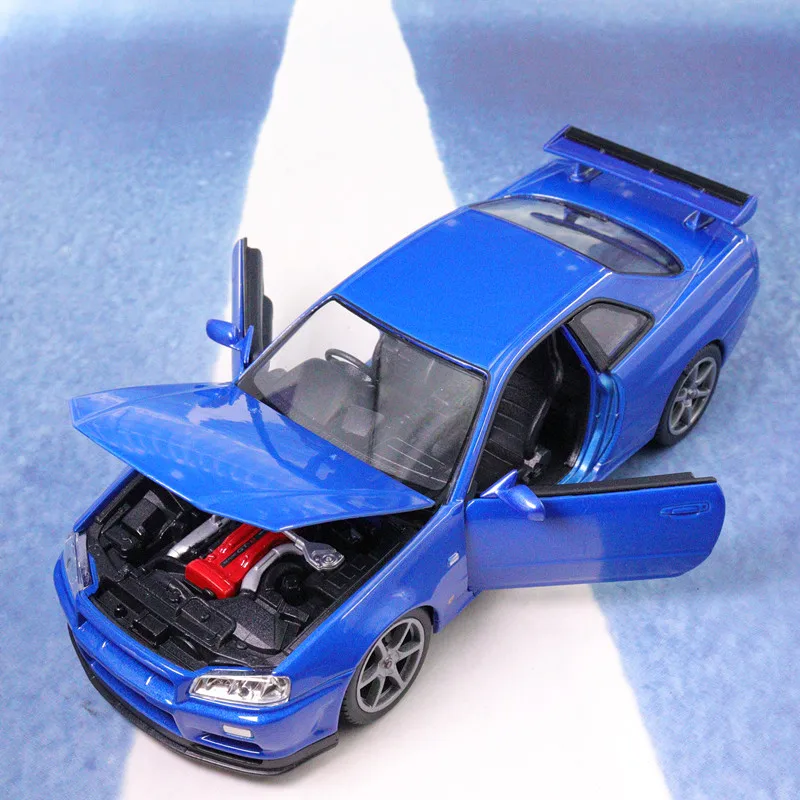 Модель литая автомобиля WELLY 1:24 Nissan Skyline GT-R R34 высокий симулятор игрушечный