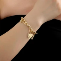 new trendy double layer heart link bracelets for women crystal chain bracelets bangles girls party jewelry gifts