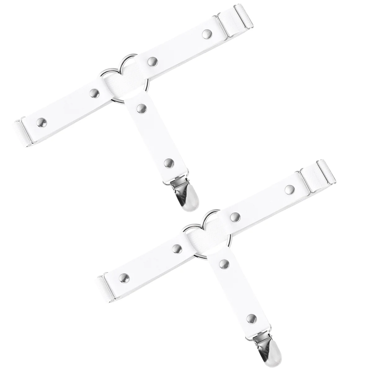 

2pcs Garters Punk Loving Heart Handmade Simple Punk Hip-Hop Leg Ring (White)