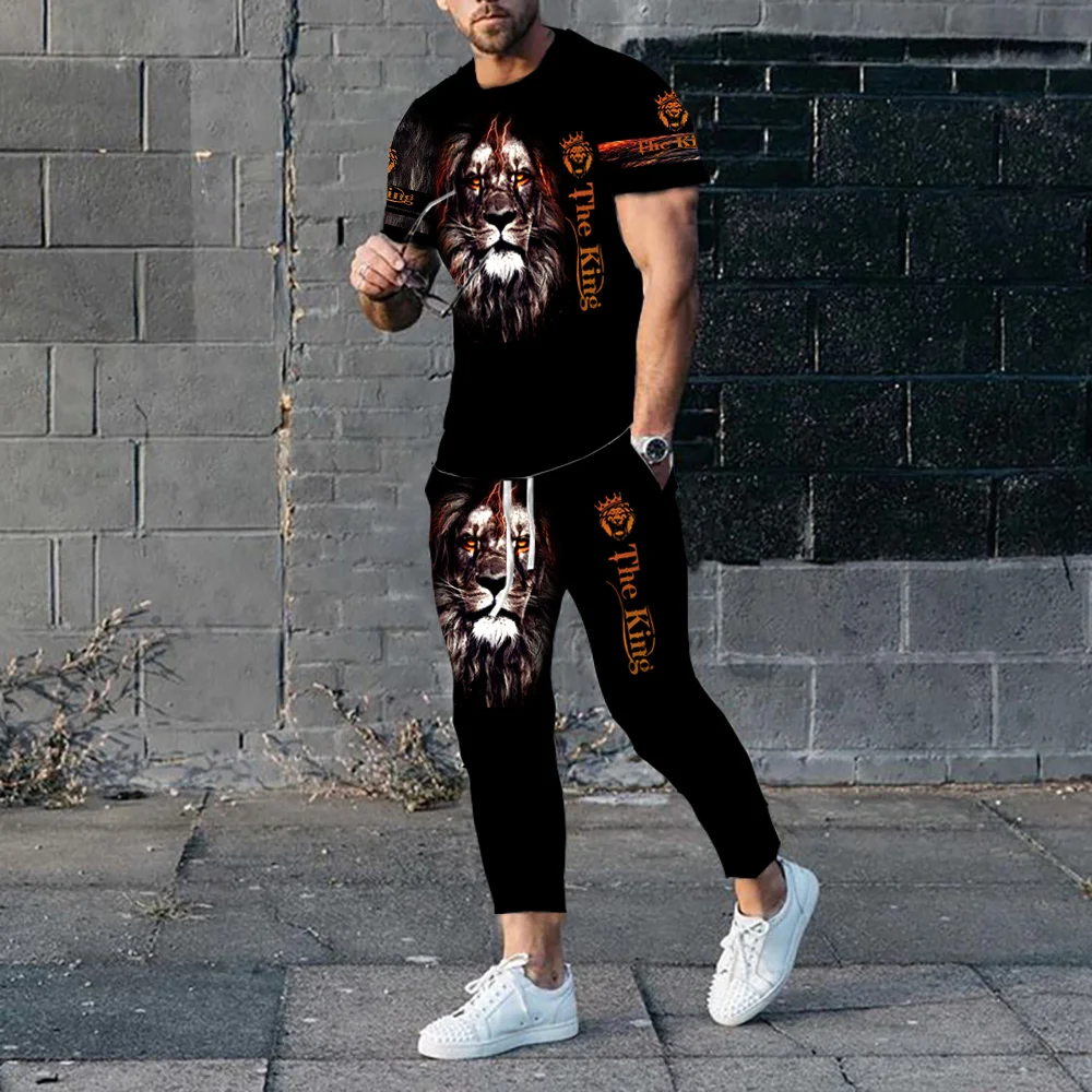 2023 Men's Clothing Tracksuit Set 2 Piece Sports Suit 3d Print Summer Casual Men Sets Outfits Short Sleeves T-shirt+Pants