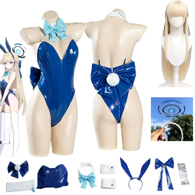 

Blue Archive Asuma Toki Rabbit Girl Suit Cosplay Costume Wig Halos Sexy Bunny Girls Jumpsuit Outfits Halloween Party Suit Women