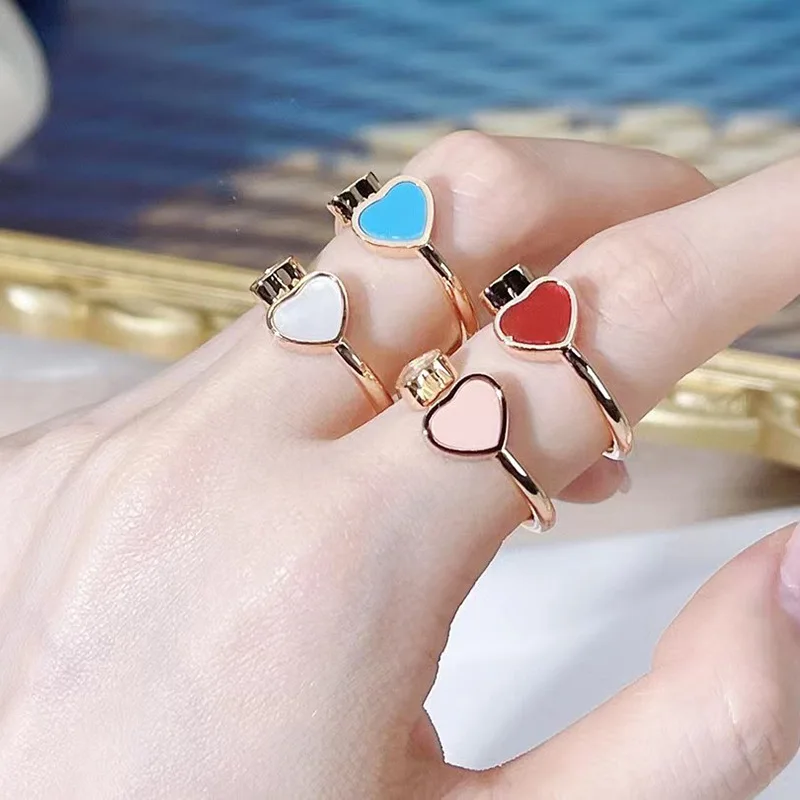 

French Luxury Jewelry Lady Ring 18K Rose Gold Mother of Fritillary Love Ring High Quality Party Gift Wholesale Free Shipping